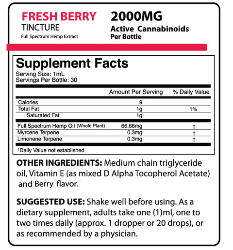 Fresh Berry Tincture | Full Spectrum CBD Extract (30mL) - 2000mg - Original Hemp