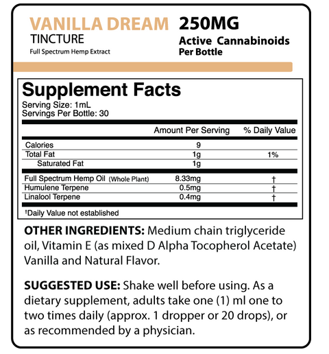 Vanilla Dream Tincture | Full Spectrum Hemp Extract (30mL) - OriginalHemp